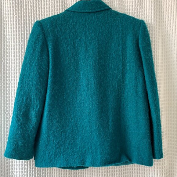 Vtg Lombardi Inc. women's size 10 teal mohair one-button jacket made in the US - Picture 2 of 5